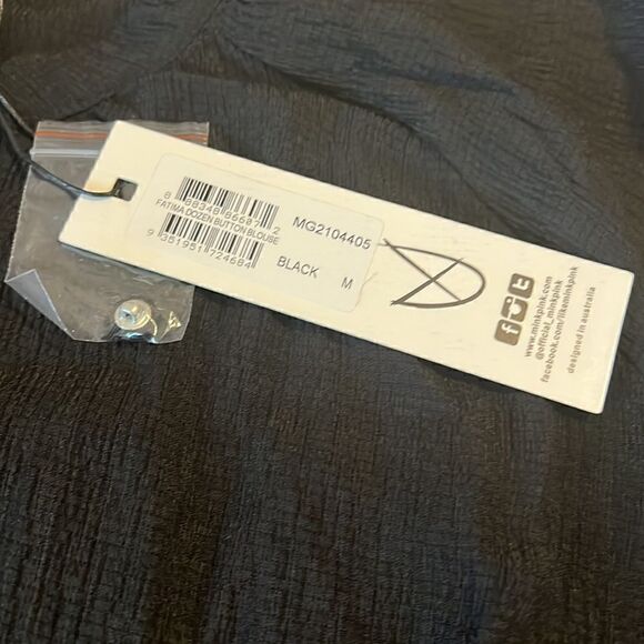 Minkpink Revolve Black Fatima Dozen Button Balloon Sleeves Blouse Size M NWT - Picture 8 of 11